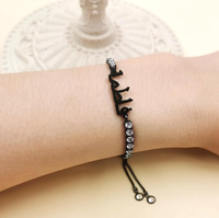 Bracelet tennis ajustable personnalisé avec nom d'Allah en zirconium, accessoire de mode islamique Halal