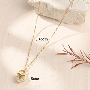 Colliers élégants en acier inoxydable et argent sterling avec pendentif cœur et zircons pour filles - Product Image 2
