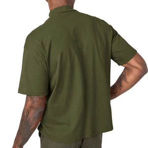 เสื้อยืดโอเวอร์ไซส์ผ้าฝ้ายแขนสั้นสำหรับผู้ชายเสื้อยืดลำลองเปิดไหล่ตกไซส์พิเศษโลโก้ - Product Image 2