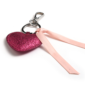 Custom Shape Shiny Delicate Red Heart Shape PU <b>Leather</b> Handbag <b>Keychain</b> - Product Image 6