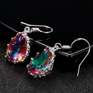 Elegant <b>Water</b> Drop <b>Crystal</b> Earrings For Women 925 Silver Plated Rhinestone Classic Party Jewelry Drop Earrings Bezel Setting - Product Image 5