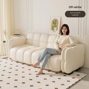 Canapé <span class=keywords><strong>en</strong></span> forme de nuage crème, <span class=keywords><strong>en</strong></span> <span class=keywords><strong>cuir</strong></span> anti-griffures pour chat, 3 places, <span class=keywords><strong>en</strong></span> tissu, mobilier moderne pour <span class=keywords><strong>salon</strong></span> et chambre - Product Image 3