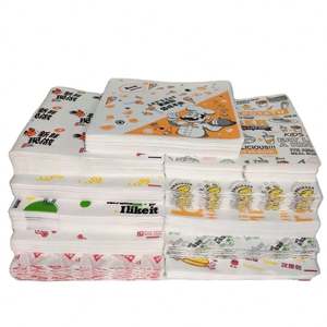 Papier d'emballage pour sandwichs et hamburgers, imprimé, jetable et résistant à la graisse - Product Image 1