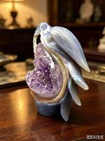 Sculpture de tête de dragon en agate améthyste naturelle, figurine en cristal sculptée à la main, décoration d'intérieur, ornement en pierre de collection