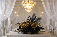 Rose artificielle noire dorée de haute qualité avec plumes pour mariage de luxe, décoration de maison, hôtel, accessoires photo