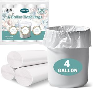 4 Gallon <b>Small</b> <b>White</b> Trash <b>Bags</b>, 100 Count Leakproof Unscented Garbage <b>Bags</b>, Disposable Mini Trash Can Liners for Bathroom - Product Image 1