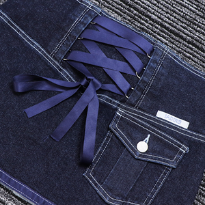 Jupes courtes européennes et américaines de haute qualité Mini <span class=keywords><strong>jupe</strong></span> d'été <span class=keywords><strong>en</strong></span> <span class=keywords><strong>jean</strong></span> pour femmes de couleur unie personnalisée - Product Image 2