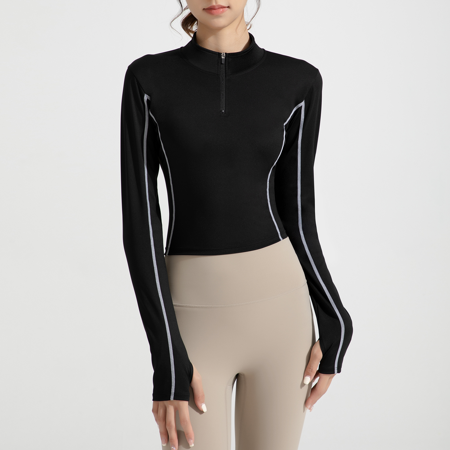 Hot Selling Quick-dry Women's Yoga Half-zip Long-sleeve Top Soft Slim-fitting Wrap Top Yoga