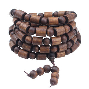Black Agarwood <b>Bracelet</b> 54 Barrel <b>Beads</b> 9x10mm Wooden Buddhist Jewelry Ethnic Style for <b>Men</b> Women - Product Image 5