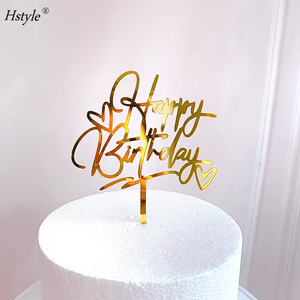 Hstyle PQ678 Champagne Gold Acrílico Día de <span class=keywords><strong>cumpleaños</strong></span> Cupcake Toppers con signos de corazón <span class=keywords><strong>para</strong></span> niños <span class=keywords><strong>Feliz</strong></span> <span class=keywords><strong>cumpleaños</strong></span> Día Cake Toppers - Product Image 3