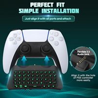 Clavier pour manette PS-5, rétroéclairage vert, sans fil/clavier de chat, haut-parleur intégré, prise audio 3,5 mm, compact, pour jeux