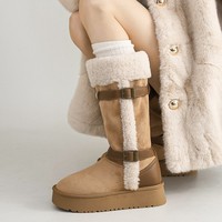 Bottines d'hiver pour femmes, doublées de fausse fourrure, bottes de neige, plateforme, chaudes, antidérapantes, chaussures décontractées, OEM ODM en gros