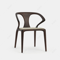 Chaise en bois massif sur mesure avec accoudoirs sculptés, chaise de salle à manger en bois, fauteuil d'appoint rembourré en cuir