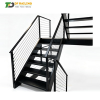 Kit de garde-corps en acier inoxydable noir DF 8-12 pieds pour escaliers et balcons, câble pré-plissé de 36 pouces, longueur réglable, système moderne facile à installer soi-même