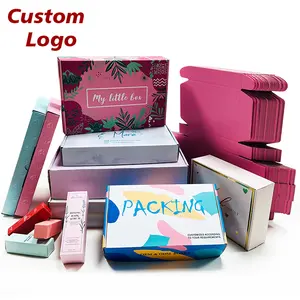 Cajas de correo Kraft Rosa personalizadas, caja de envío pequeña de cartón corrugado ecológica, caja de correo de ropa plegable