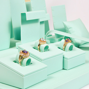 Yadao EXW Giá Da Màu Xanh Lá Cây Cửa Hàng Đồ Trang Sức Triển Lãm với Gối Vòng Vòng Cổ Trang Sức Bộ Hiển Thị - Product Image 5