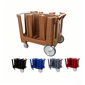 Sunmax Hotel Restaurant Chariot de rangement de vaisselle en plastique Plaque réglable Caddy Plaque à 4 colonnes Compartiment Plate - Product Image 2