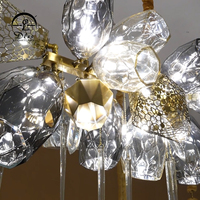 Lustre moderne en cristal de verre et acier inoxydable LED, doré antique, pour salle de mariage et décoration intérieure