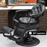 Haute qualité Vintage Style noir Pu cuir pivotant pompe hydraulique Base ronde Salon hommes coiffure chaise de barbier à vendre