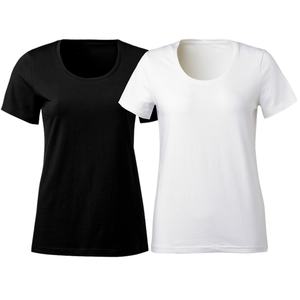 Camisetas Blancas al por Mayor Personalizadas de Alta Calidad para Mujer, Camisetas de Algodón y Elastano para Mujer - Product Image 1