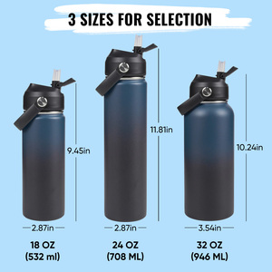 Set of 8 24oz Stainless Steel Vacuum Insulated Water <b>Bottle</b> 18 24 32 OZ Double Wall Travel <b>Flask</b> With Lid Minimalist Design - Product Image 5