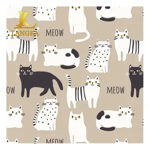 Langka 100 organic cotton animal cat digital print baby cloth single jersey fabric material for sale