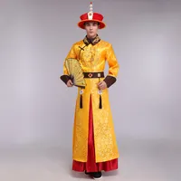 Disfraz de emperadores chinos de la dinastía Ming y Qing, Túnica de dragón, ropa de Príncipe, sombrero dorado, fiesta de halloween, disfraces de cosplay
