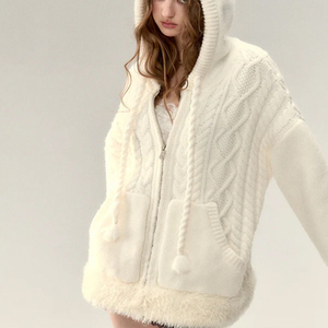 Sweat à capuche décontracté surdimensionné en fourrure pour les femmes en laine de haute qualité anti-boulochage d'hiver solide personnalisé pour les femmes - Product Image 3