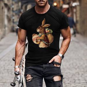 Camiseta de Hombre con Estampado de Conejito de Pascua, Manga Corta, Corte Holgado, 100% Algodón, Jersey Transpirable, Diseño 2024 - Product Image 2