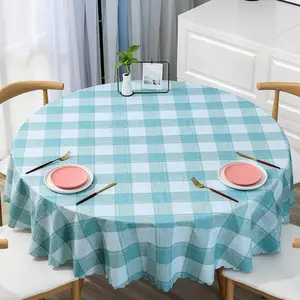 Hotel Table Linen 100% Polyester Solid Color White PVC Round Tablecloth