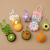 Porte-bouteille en crochet fait main, sac de transport en fil avec breloque fruit et fleur, bandoulière, cadeau, vente en gros