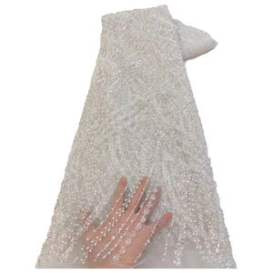 NI.AI boncuklu dizisi Net dantel gelin işlemeli tül dantel kumaş ile yeni tasarım kadınlar için düğün malzemesi - Product Image 1