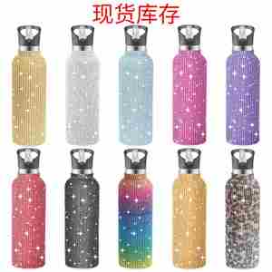 Botella de Agua con Diamantes, Botella Térmica de Acero Inoxidable con Pedrería Brillante, Botella de Agua con Cadena - Product Image 3