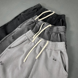 Pantalones Largos Retro para Hombre con Logotipo Personalizado, 420G, Desgastados, Rotos, con Lavado de Color, Técnicas Bordadas, Cintura Media, Forro Polar, Formales - Product Image 3