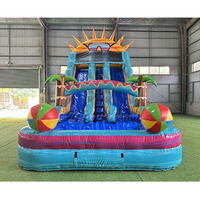 Toboggan aquatique gonflable de 20 pieds de haut, qualité commerciale, en PVC vinyle, double piste, grand toboggan aquatique gonflable avec piscine