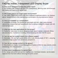 Verre transparent haute luminosité affichage LED P2.6-5.2 utilisation en intérieur certifié CE 2-3 ans de garantie mur vidéo lisible par la lumière du soleil