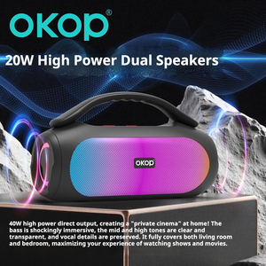 OKOP819 Haut-parleur sans fil portable à grande puissance 40W, étanche IPX7, RGB, longue autonomie, pour l'extérieur, vente en gros - Product Image 2