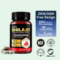 Capsules de Shilajit de l'Himalaya 10000 mg par portion, 40 % d'acide fulvique, complément alimentaire, 60 unités, faible teneur en matières grasses pour adultes