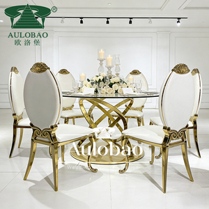 Ensemble de table à manger de luxe pour 8 personnes avec chaises, plateau en verre et base en acier inoxydable - Product Image 4