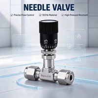 Stainless Steel Metering Needle Valve Micro Adjust Flow Control 0.5mm Thread Pitch Precise Fluid Regulation for Laboratory Use