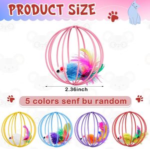 Colorful <b>Cat</b> Toys Wire <b>Cages</b> with Feathers Sustainable PP Material for <b>Cats</b>' Self-Entertainment and Hi Toys - Product Image 2