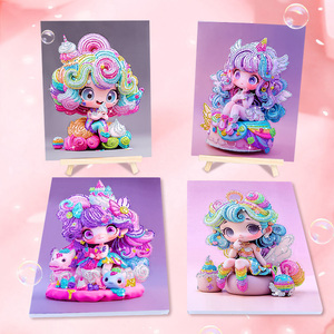 DIY 크리 에이 티브 다이아몬드 아트 수공예품 모자이크 자수 사랑스러운 소녀 어린이 인쇄 초상화 다이아몬드 그림 귀여운 만화 스타일 - Product Image 4