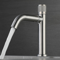 Robinet de lavabo noir mat en acier inoxydable SUS304, eau froide uniquement, monotrou, pour salle de bain