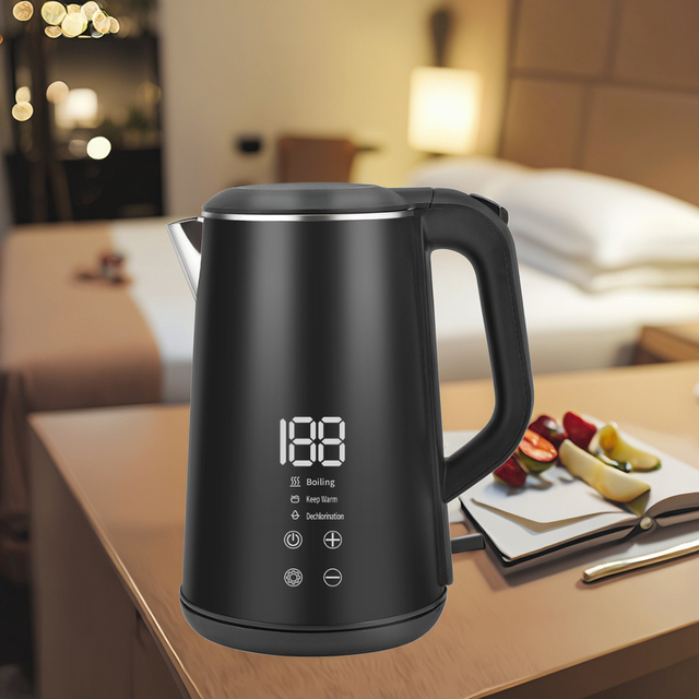 Double Wall Modern Style Electric Kettle 1.6L 1500W Digital Display for Home or Hotel Use Professional Manufacturer