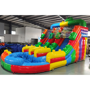 Tobogán Acuático Inflable de Doble Carril <span class=keywords><strong>con</strong></span> Bloques de Color Brillantes y Escalador, para <span class=keywords><strong>Alquiler</strong></span> en Fiestas, <span class=keywords><strong>con</strong></span> Soplador - Product Image 2