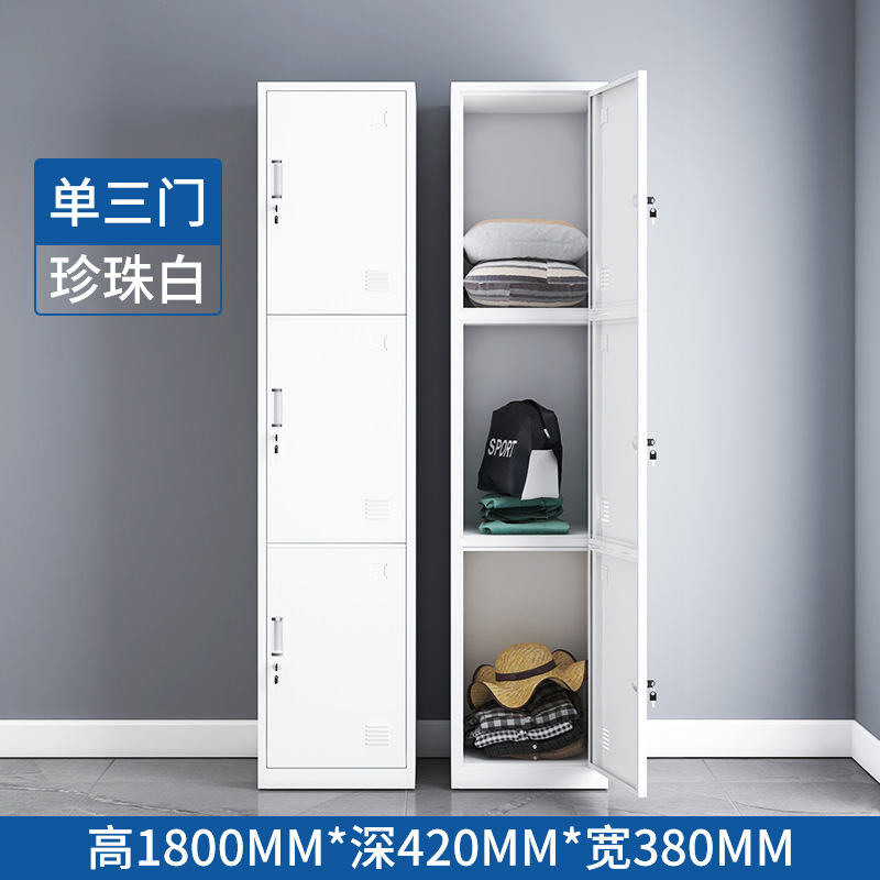Single three-door wardrobe [white]