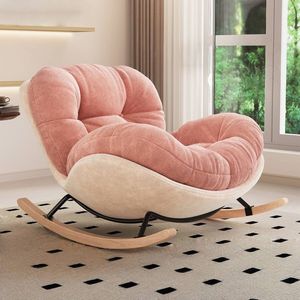 Poltrona Rosa Economica con Poggiapiedi, Set di Sedie Moderne in Tessuto Morbido <span class=keywords><strong>per</strong></span> <span class=keywords><strong>Soggiorno</strong></span>, Comoda <span class=keywords><strong>Sedia</strong></span> a Dondolo di Design <span class=keywords><strong>per</strong></span> il Relax - Product Image 1