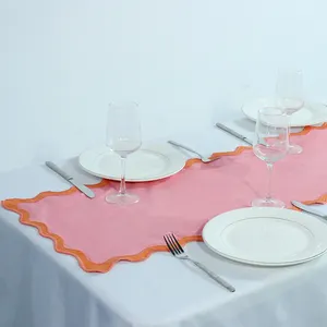 ผ้าปูโต๊ะผ้าลินินผ้าฝ้ายสีเบจวิ่งดูเป็นธรรมชาติและสง่างาม - Product Image 1