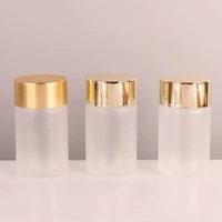 Bouteille en verre givré ronde de 100 ml et 120 ml avec bouchon à vis, large ouverture, pour pilules, compléments alimentaires, capsules, produits de santé