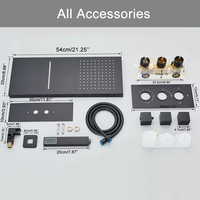 Ensemble de douche thermostatique moderne noir en laiton pour hôtel, mitigeur de douche encastré pour appartement, avec jet de massage rotatif